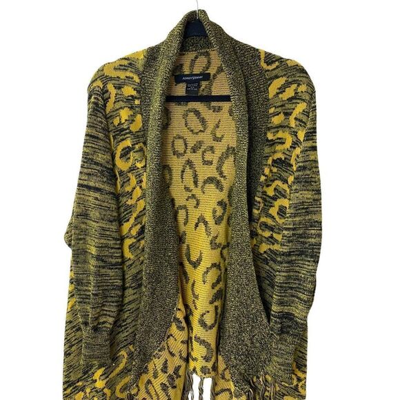 Ashley Stewart Open Waterfall Fringe Cardigan Sweater Sz 14/16 - Picture 2 of 11